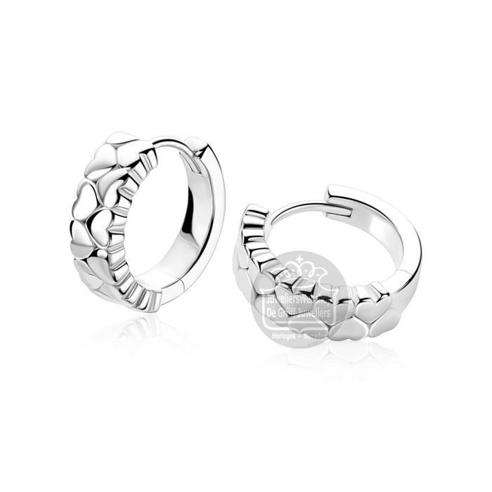 Zinzi Oorbellen ZIO2882 Zilver Dubbele Rij Hartjes - Afbeelding 4