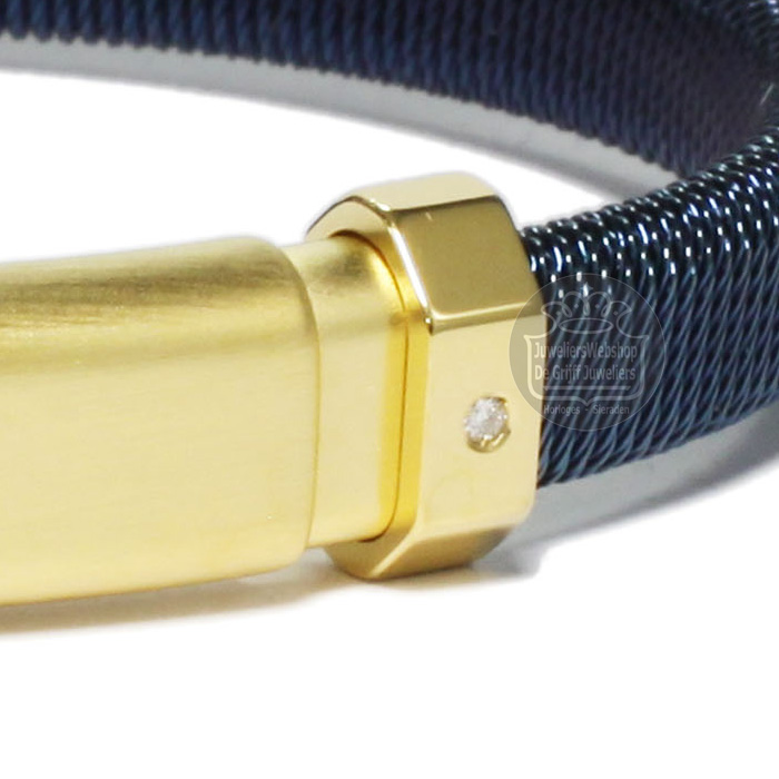 Borsari Armband Audace Blauw Staal met Diamant brSTAU54 Goldplated - Afbeelding 3