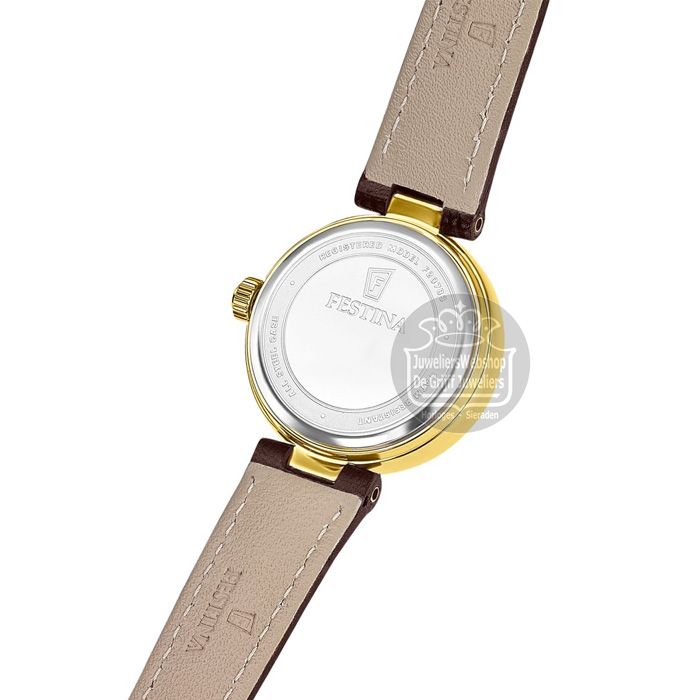Festina F20783-2 dameshorloge Mademoiselle Bruin Leer Goldplated - Afbeelding 5