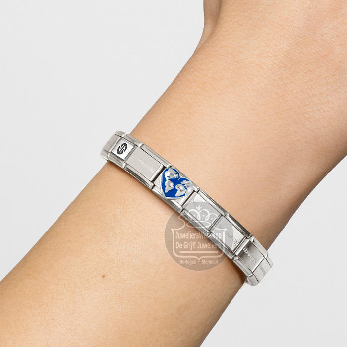 Nomination Schakel 330204/45 Wereldbol Hart Zilver - Afbeelding 3