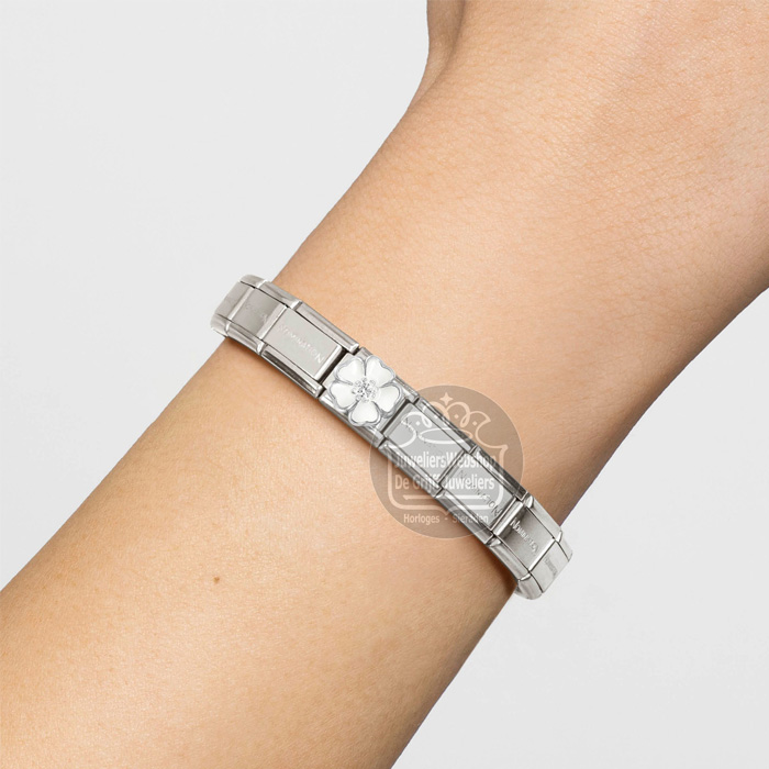 Nomination Schakel 330321/15 Grote Witte Bloem Zilver - Afbeelding 3