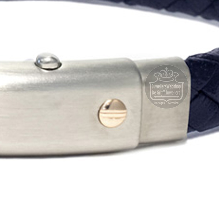 Borsari Armband Audace Pelle Leer Donkerblauw met 18 krt roségoud BRSTPE046 - Afbeelding 3