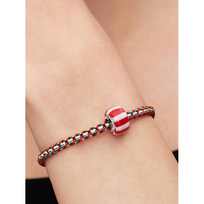 Pandora Bedel Rode pepermunt Muranoglazen Charm 735071C01 - Afbeelding 3