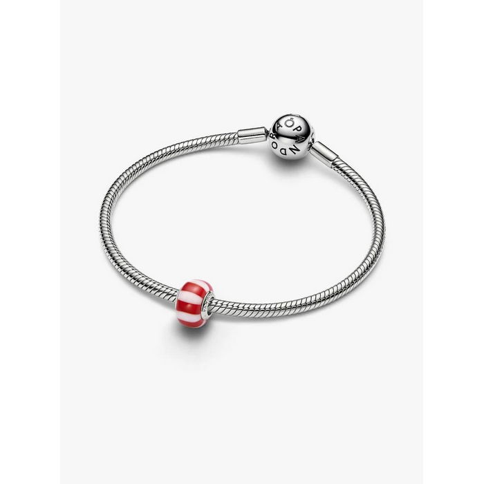 Pandora Bedel Rode pepermunt Muranoglazen Charm 735071C01 - Afbeelding 5
